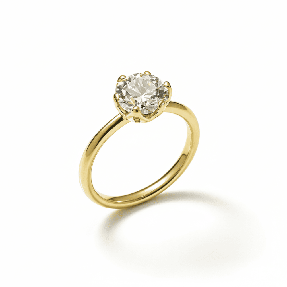 Kadın Xuping Çelik Tektaş Yüzük - Beyaz Zirkon Taşlı - Altın Renk - 11 Ölçü - 4