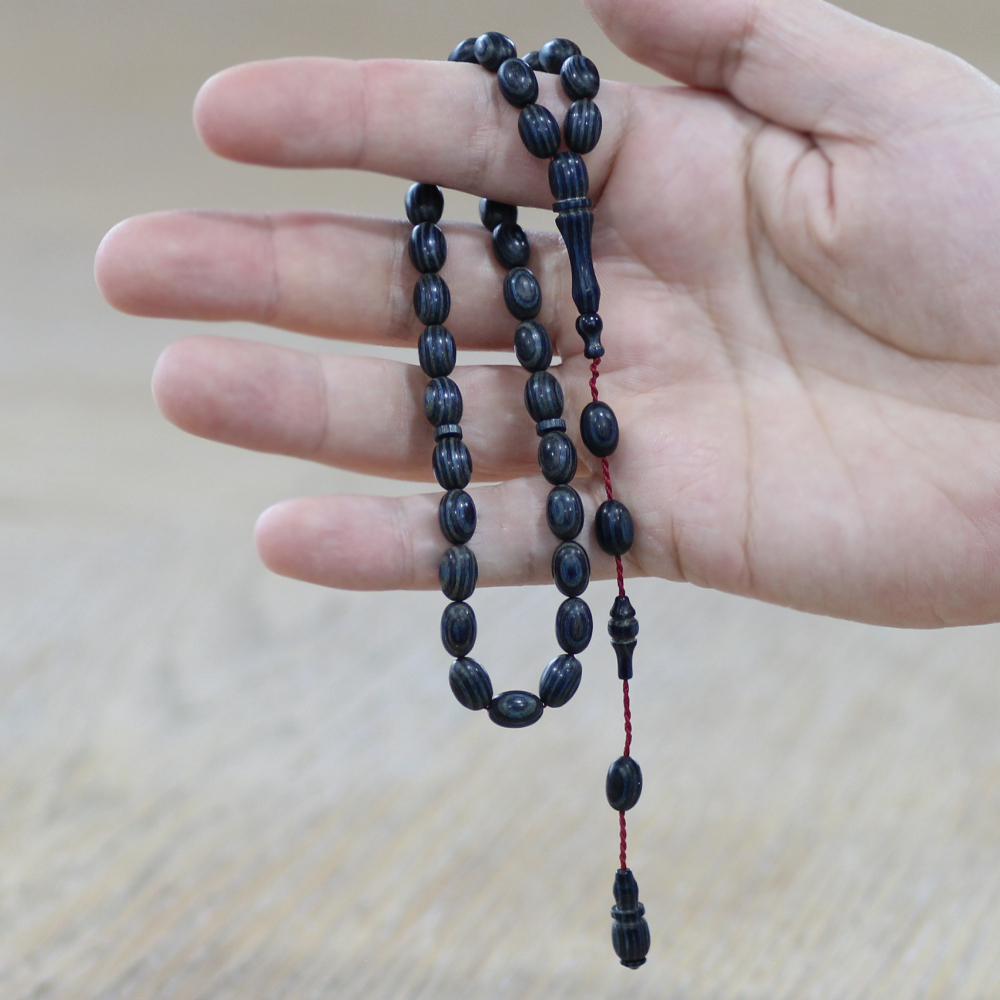 Kafur Ağacı Tesbih - Arpa Kesim - Usta İşi Sistemli - Mor Renk - 2