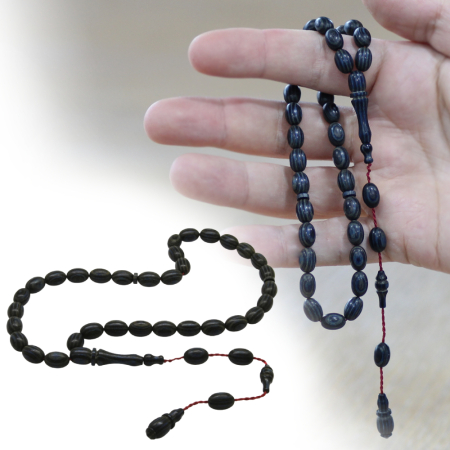 Kafur Ağacı Tesbih - Arpa Kesim - Usta İşi Sistemli - Mor Renk - Tesbihane