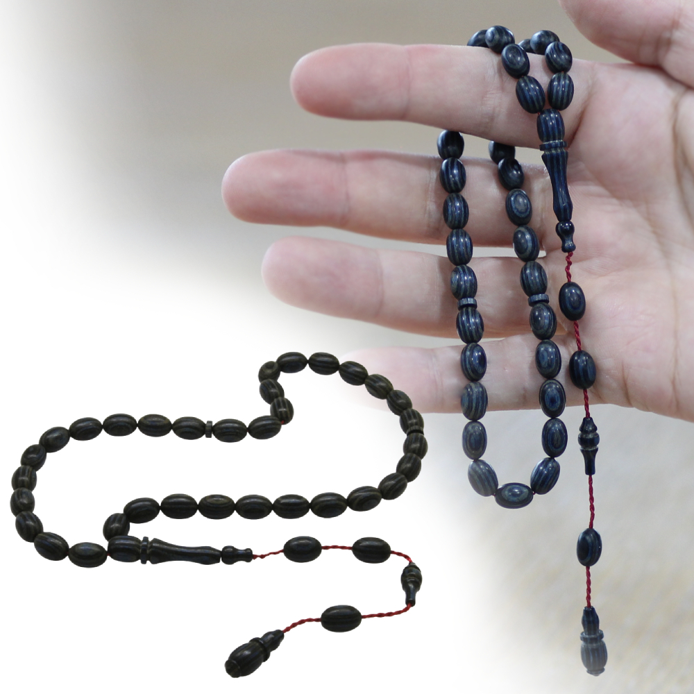 Kafur Ağacı Tesbih - Arpa Kesim - Usta İşi Sistemli - Mor Renk - 1