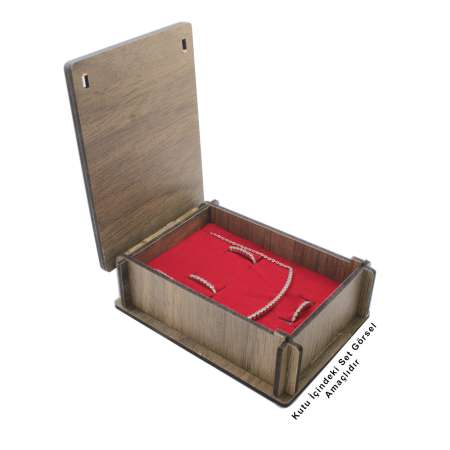 Kahverengi Ahşap Elegance Hediye Takı Seti Kutusu - Tesbihane