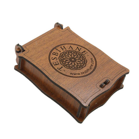 Kahverengi Ahşap Hediye Kolye Küpe Kutusu - Tesbihane