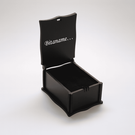 Hediye Notu Yazılı Siyah Ahşap Kolye Küpe Bileklik Set Takı Kutusu - M1 - Tesbihane