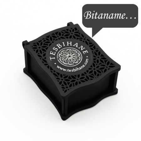 Hediye Notu Yazılı Siyah Ahşap Kolye Küpe Bileklik Set Takı Kutusu - M1 - Tesbihane