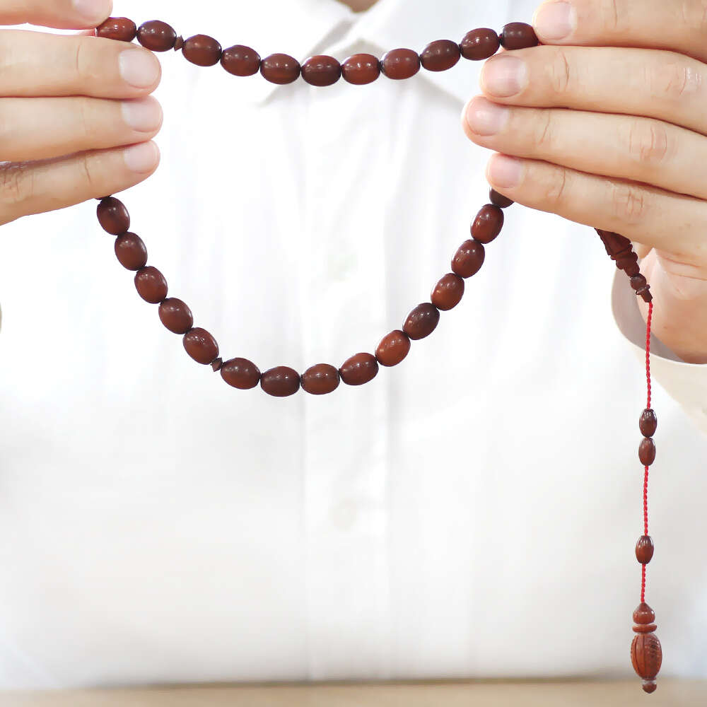 Kan Ağacı Tesbih - Koleksiyonluk - Sistemli - Usta İşçilikli - Kahverengi - Özel Kesim - 3