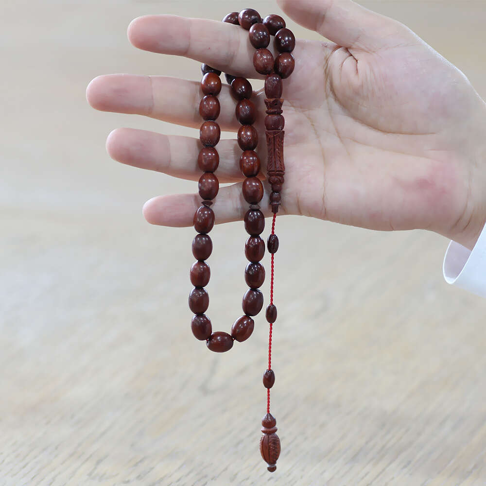 Kan Ağacı Tesbih - Koleksiyonluk - Sistemli - Usta İşçilikli - Kahverengi - Özel Kesim - 2