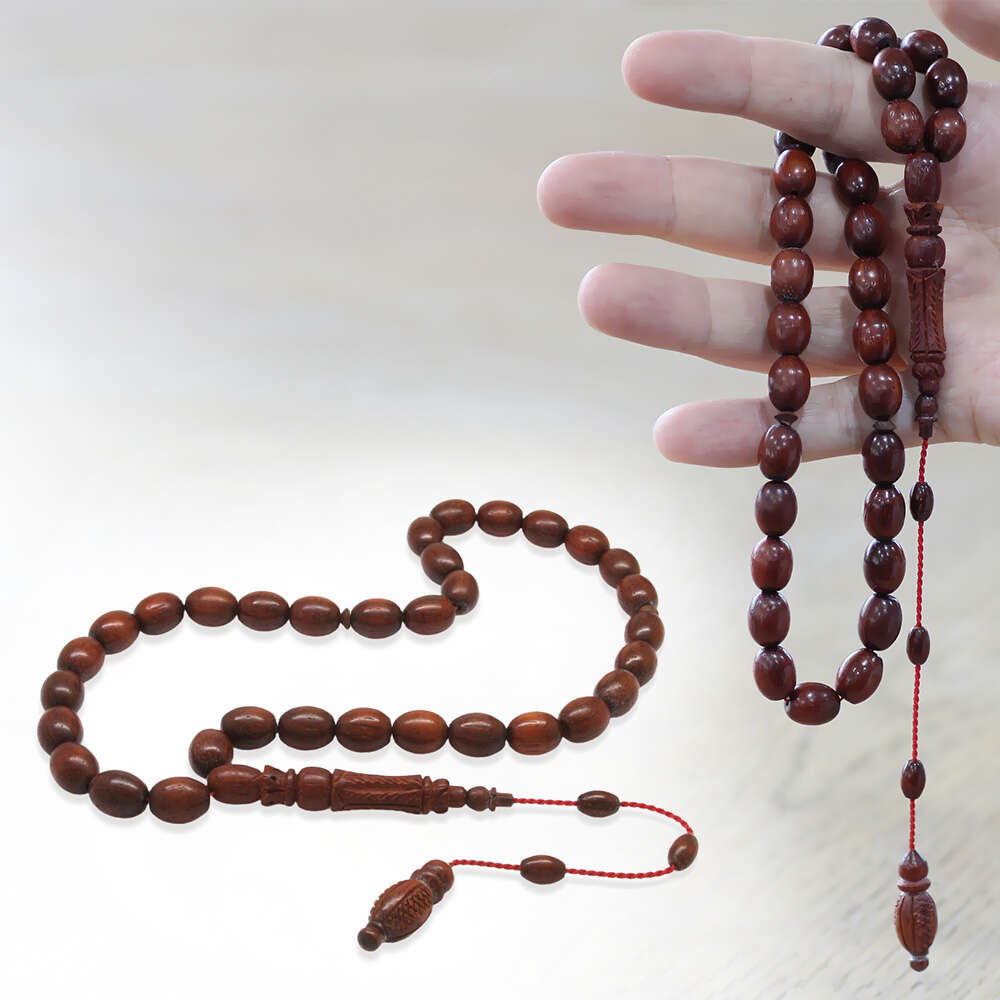 Kan Ağacı Tesbih - Koleksiyonluk - Sistemli - Usta İşçilikli - Kahverengi - Özel Kesim - 1