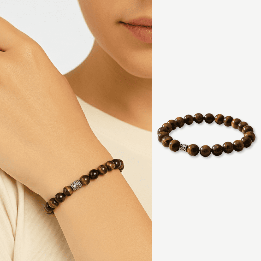 925 Ayar Gümüş Baklava Desen Bileşim Küre Kesim Kaplan Gözü Kadın Bileklik - 1