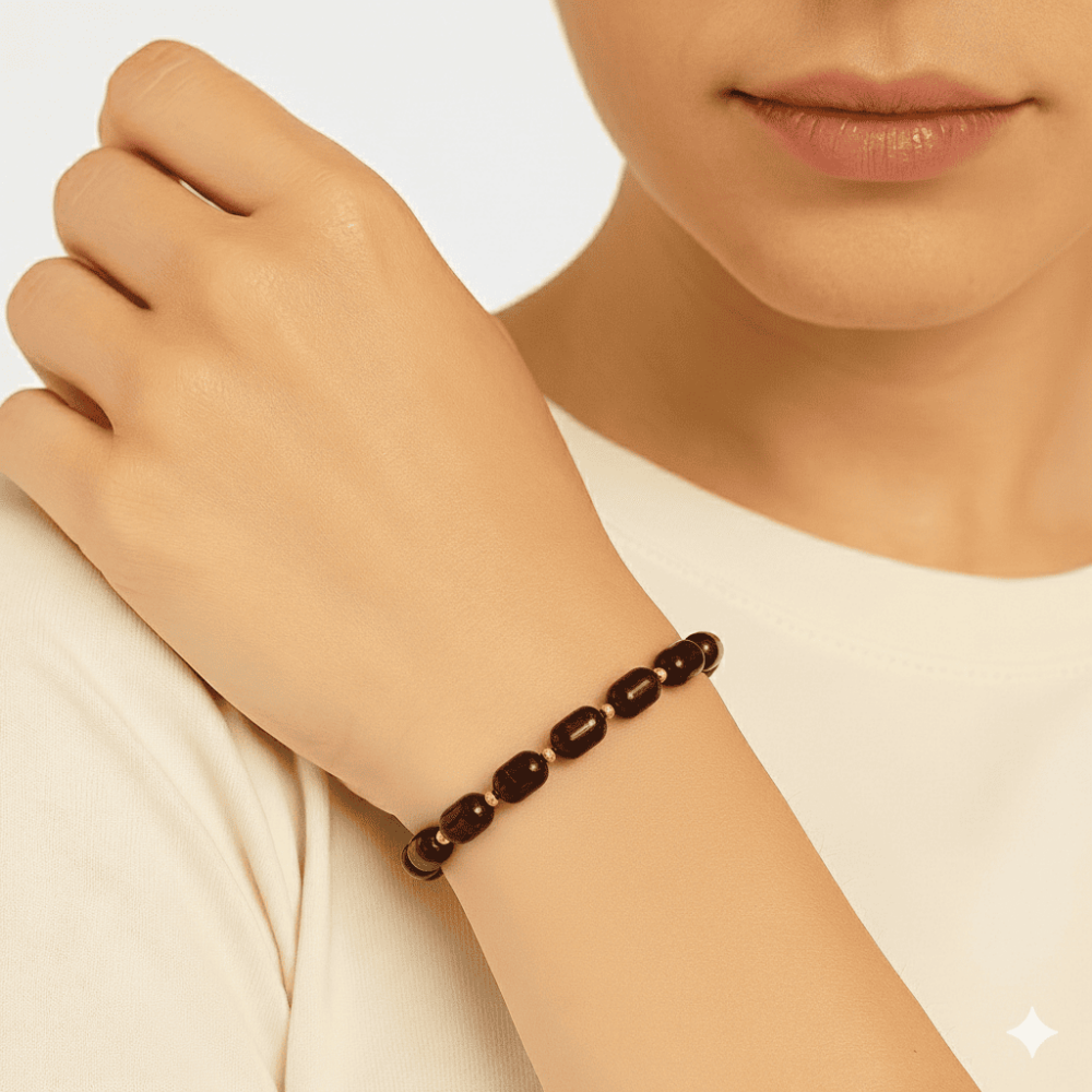 Kapsül Kesim Koyu Kırmızı Renk Damla Kehribar Kadın Bileklik - 2