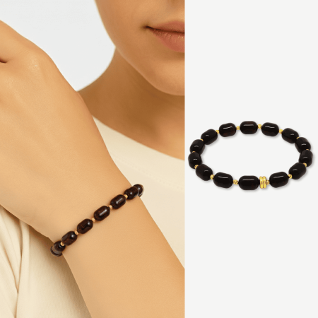 Kapsül Kesim Koyu Kırmızı Renk Damla Kehribar Kadın Bileklik - Tesbihane