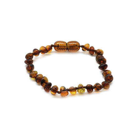 Karamel Renk Doğal Damla Kehribar Taşlı Bebek Bileklik - Tesbihane