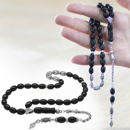 Kararmaz Metal Arnavut Zincir Püsküllü Arpa Kesim İsme Özel Yazılı Rus Oltu Tesbih - Tesbihane