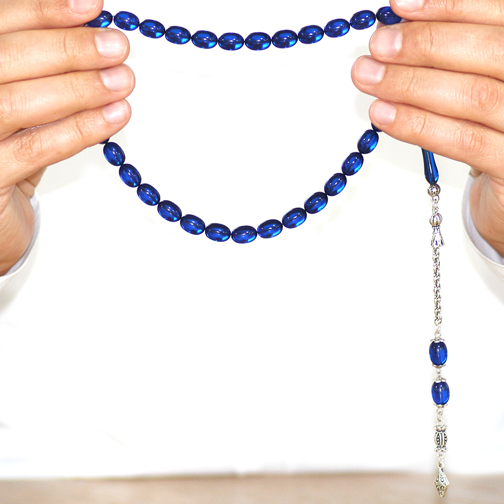 Kararmaz Metal Arnavut Zincir Püsküllü Sülün İmame Beyzi Kesim Lacivert Katalin Tesbih - 3