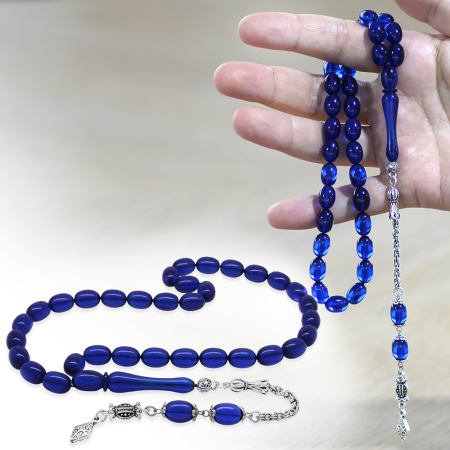 Kararmaz Metal Arnavut Zincir Püsküllü Sülün İmame Beyzi Kesim Lacivert Katalin Tesbih - Tesbihane