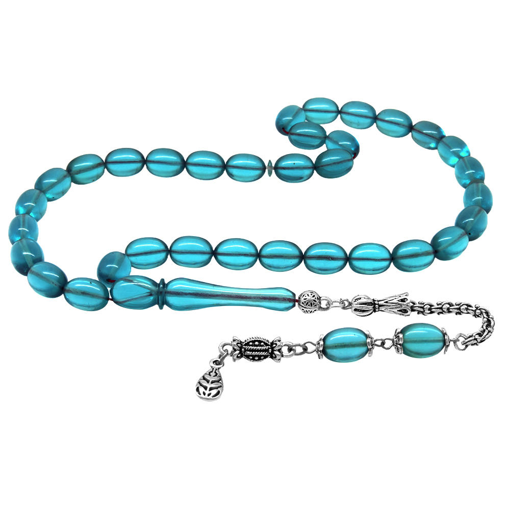 Kararmaz Metal Arnavut Zincir Püsküllü Sülün İmame Beyzi Kesim Mavi Katalin Tesbih - 2