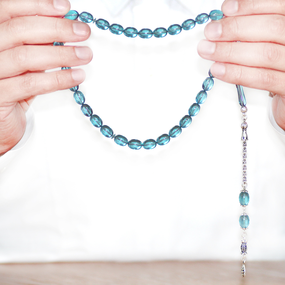 Kararmaz Metal Arnavut Zincir Püsküllü Sülün İmame Beyzi Kesim Mavi Katalin Tesbih - 3