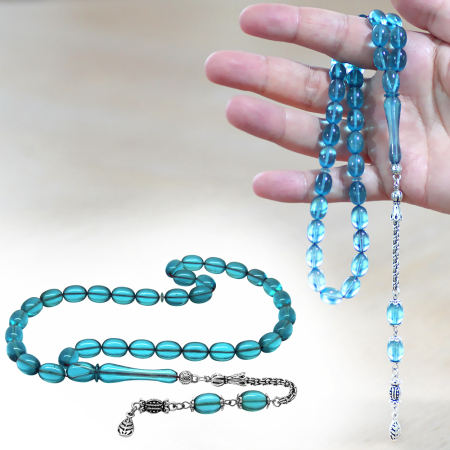 Kararmaz Metal Arnavut Zincir Püsküllü Sülün İmame Beyzi Kesim Mavi Katalin Tesbih - Tesbihane