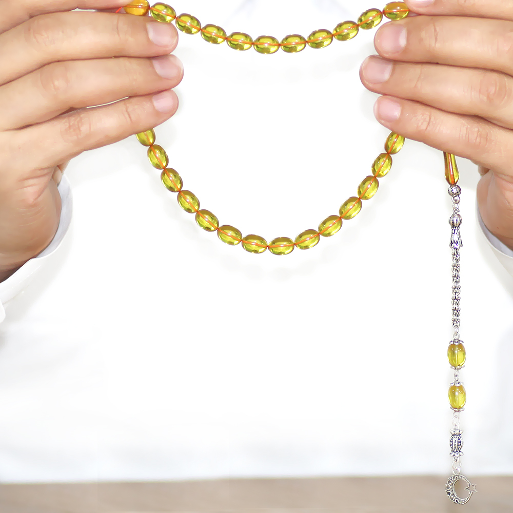 Kararmaz Metal Arnavut Zincir Püsküllü Sülün İmame Beyzi Kesim Sarı Katalin Tesbih - 3