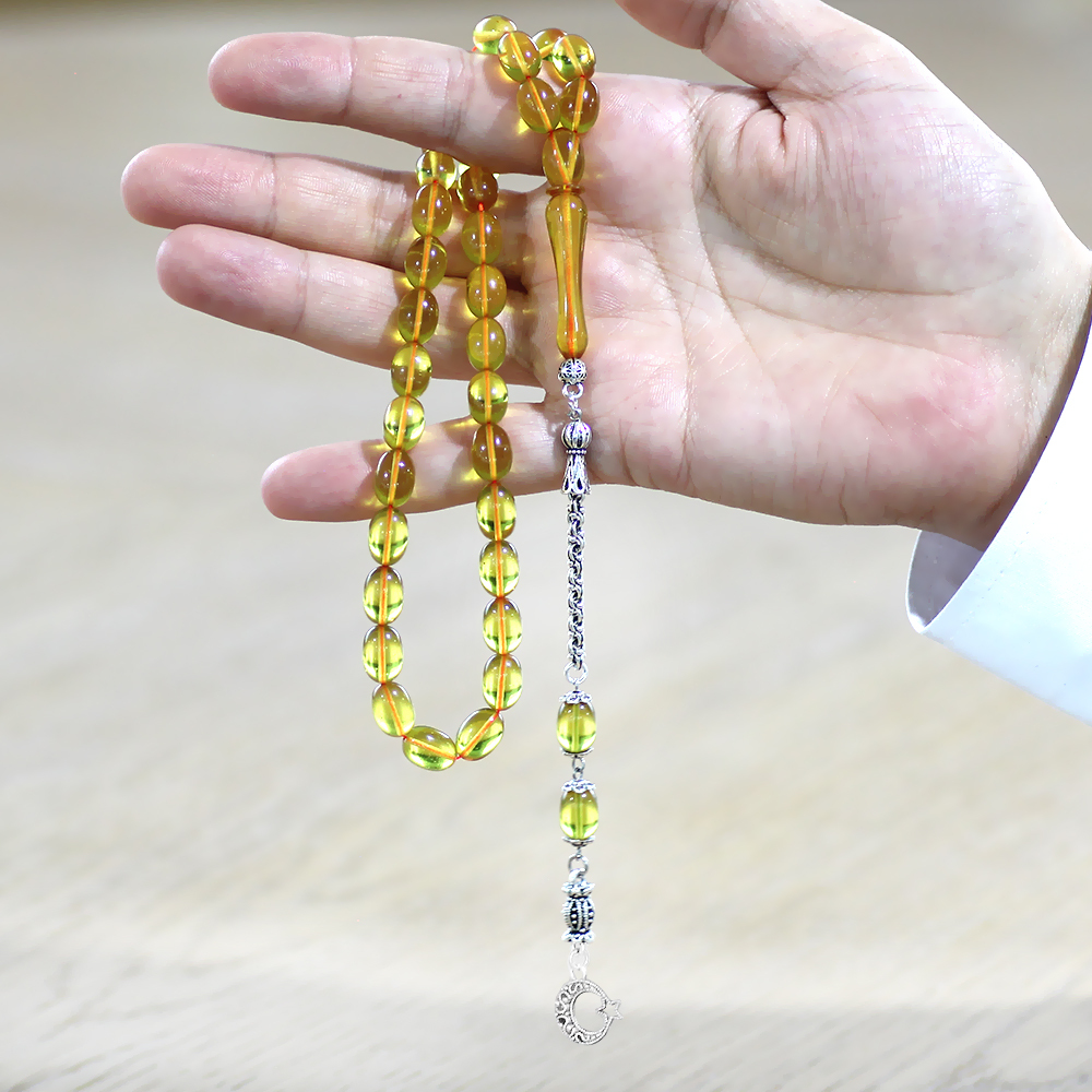 Kararmaz Metal Arnavut Zincir Püsküllü Sülün İmame Beyzi Kesim Sarı Katalin Tesbih - 4