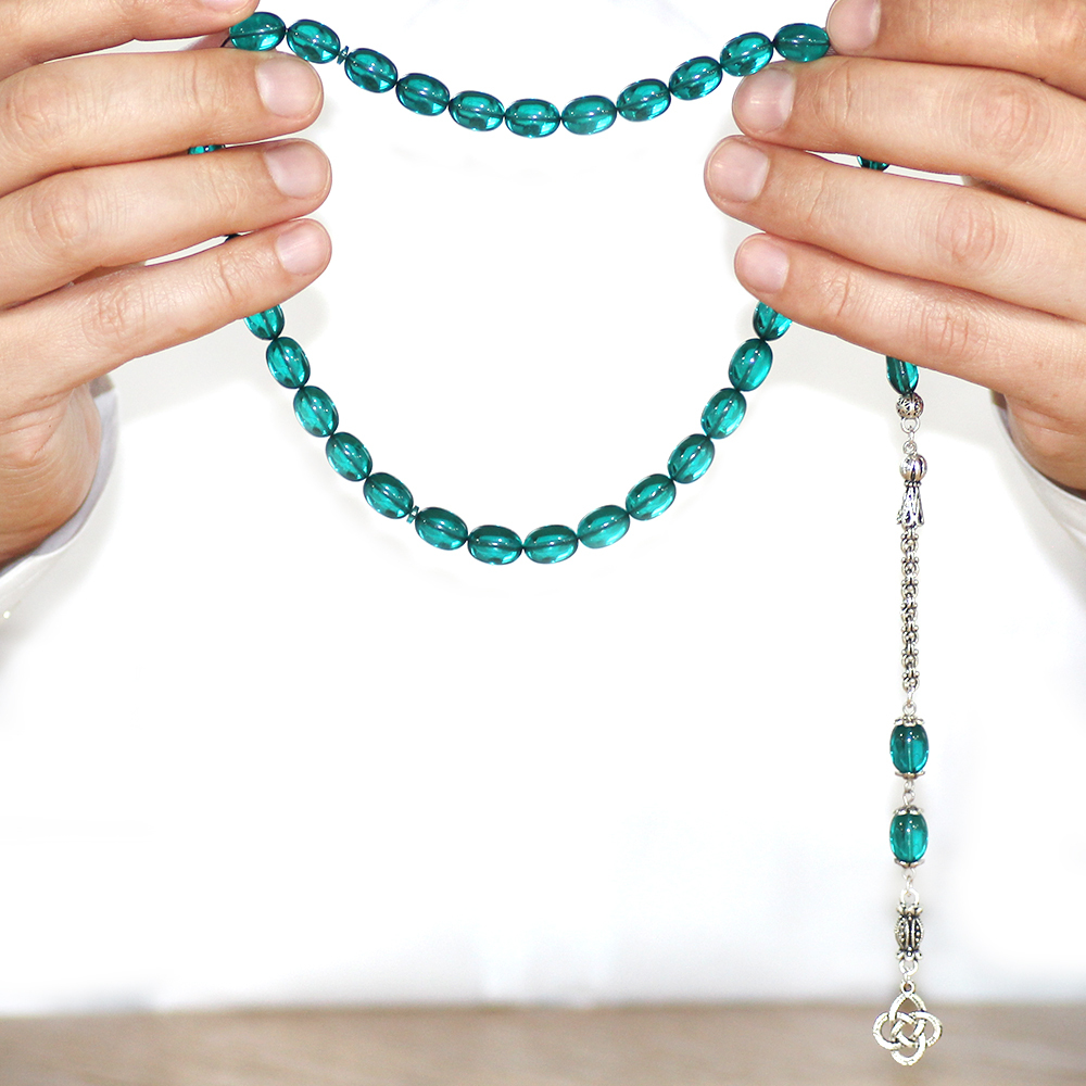 Kararmaz Metal Arnavut Zincir Püsküllü Sülün İmame Beyzi Kesim Turkuaz Katalin Tesbih - 3