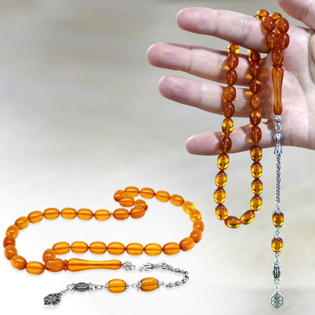 Kararmaz Metal Arnavut Zincir Püsküllü Sülün İmame Beyzi Kesim Turuncu Katalin Tesbih - Tesbihane