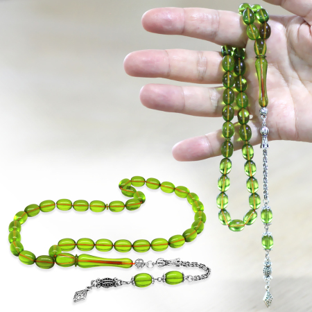 Kararmaz Metal Arnavut Zincir Püsküllü Sülün İmame Beyzi Kesim Yeşil Katalin Tesbih - Tesbihane