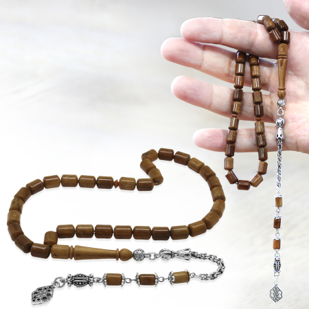 Kararmaz Metal Arnavut Zincir Püsküllü Uçlu Kapsül Kesim Kahverengi Kuka Tesbih - Tesbihane