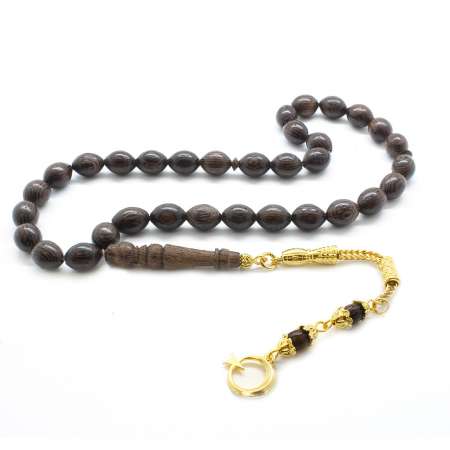 Kararmaz Metal Ayyıldız Püsküllü Arpa Kesim Venge Ağacı Tesbih - Tesbihane