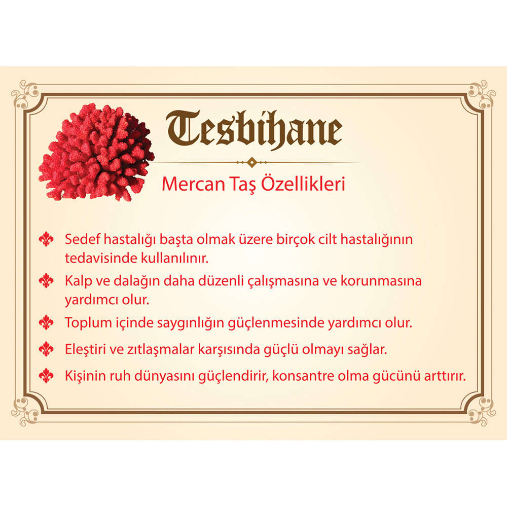 Kararmaz Metal Gold Püsküllü Küre Kesim Bilek Boy Mercan Doğaltaş Tesbih - 2