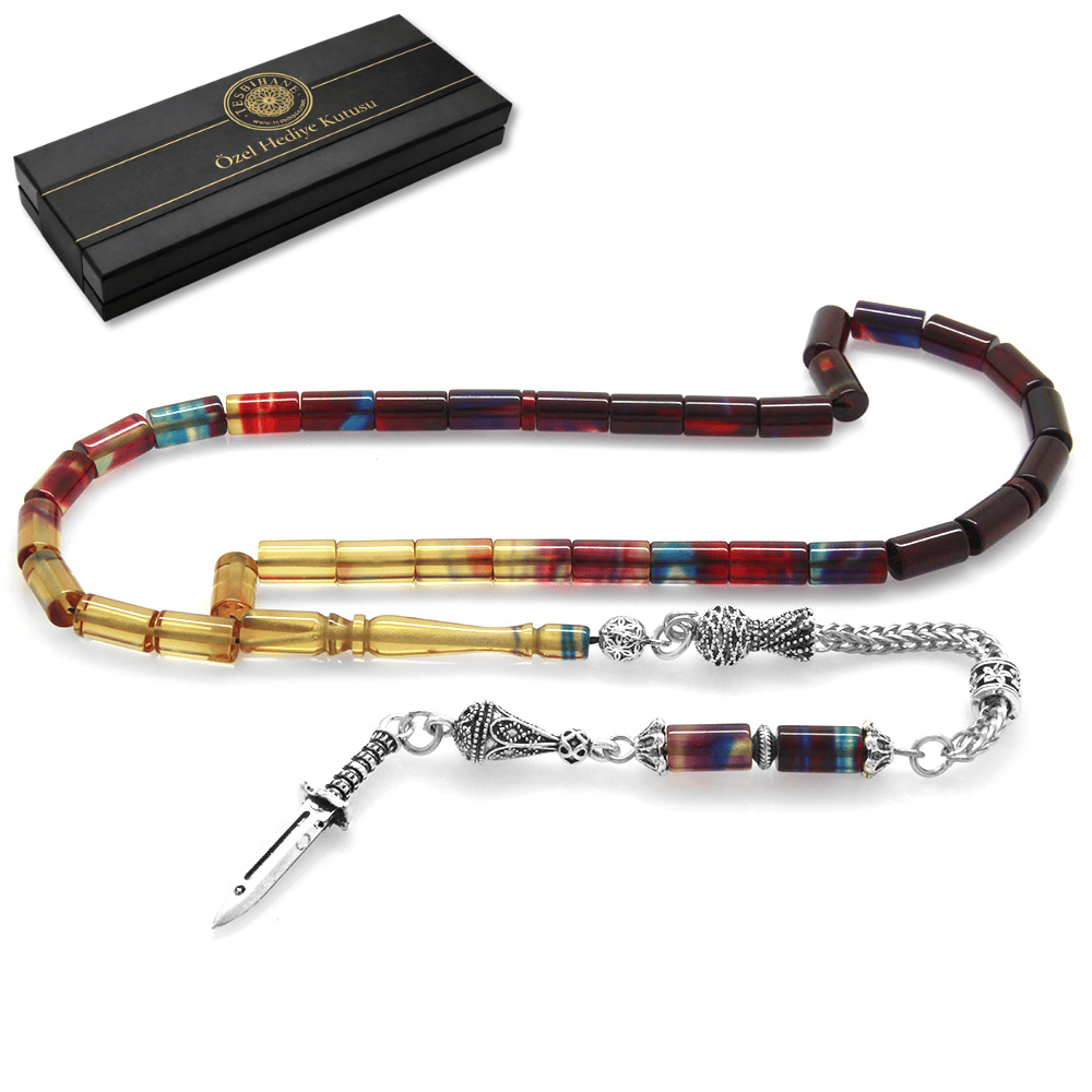 Kararmaz Metal Kama Püsküllü Kesme Kesim Süzme Bonibon Ateş Kehribartesbih - 1