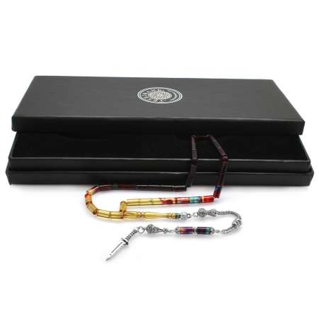 Kararmaz Metal Kama Püsküllü Kesme Kesim Süzme Bonibon Ateş Kehribartesbih - Tesbihane