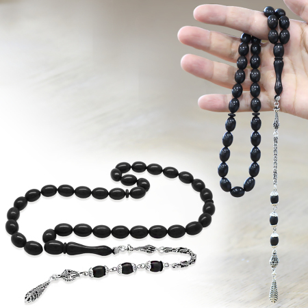 Kararmaz Metal Kral Zincir Püsküllü Özel Kesim Abanoz Ağacı Tesbih - Tesbihane