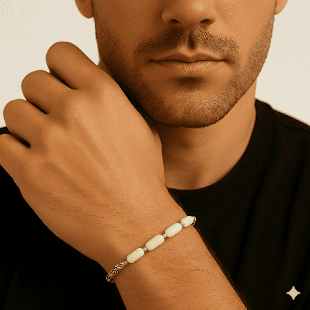 Kararmaz Metal Kral Zincirli Dorika Top Kapsül Kesim Sarı Beyaz Doğal Damla Kehribar Erkek Bileklik - 2