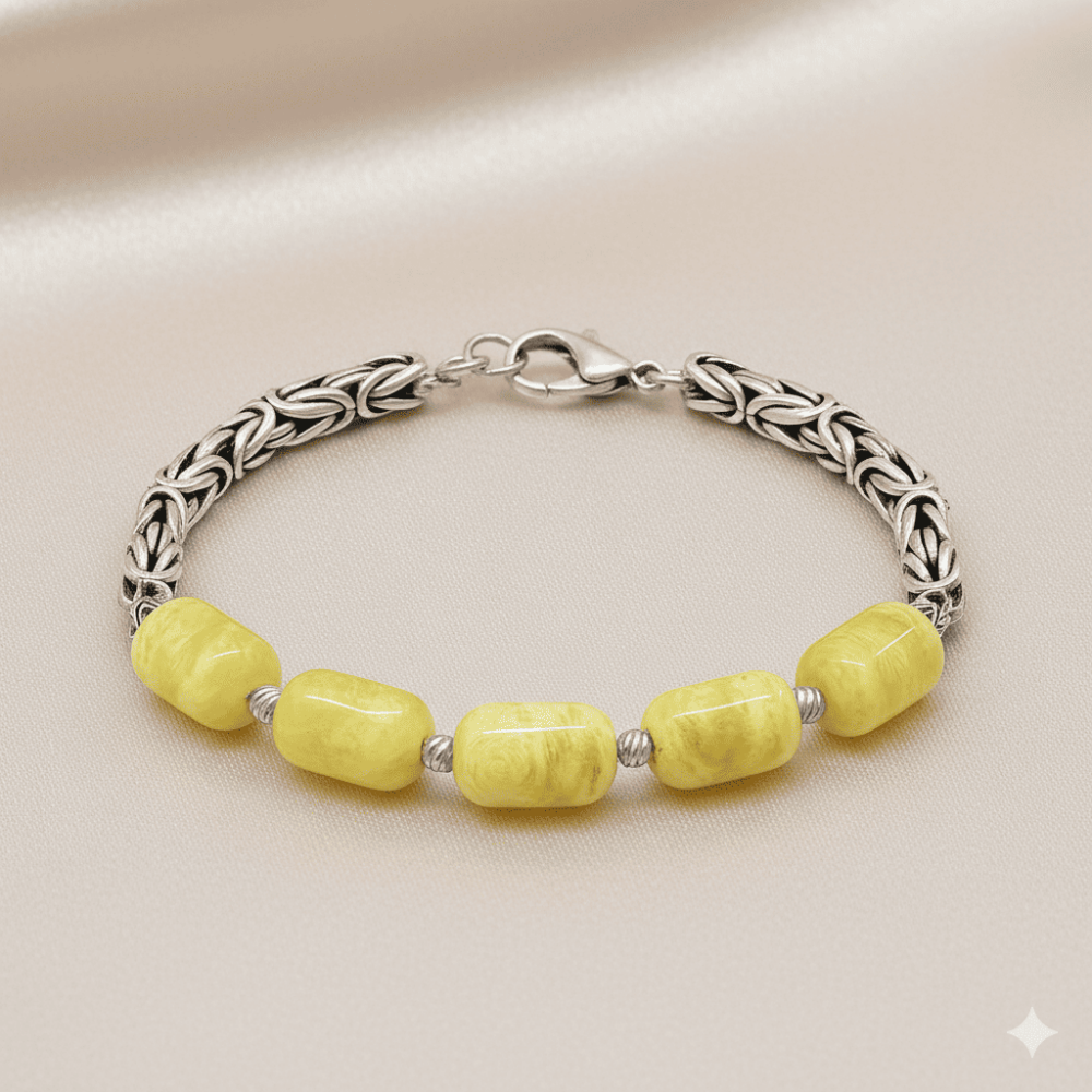 Kararmaz Metal Kral Zincirli Kapsül Kesim King Seccer Damla Kehribar Erkek Bileklik - 3