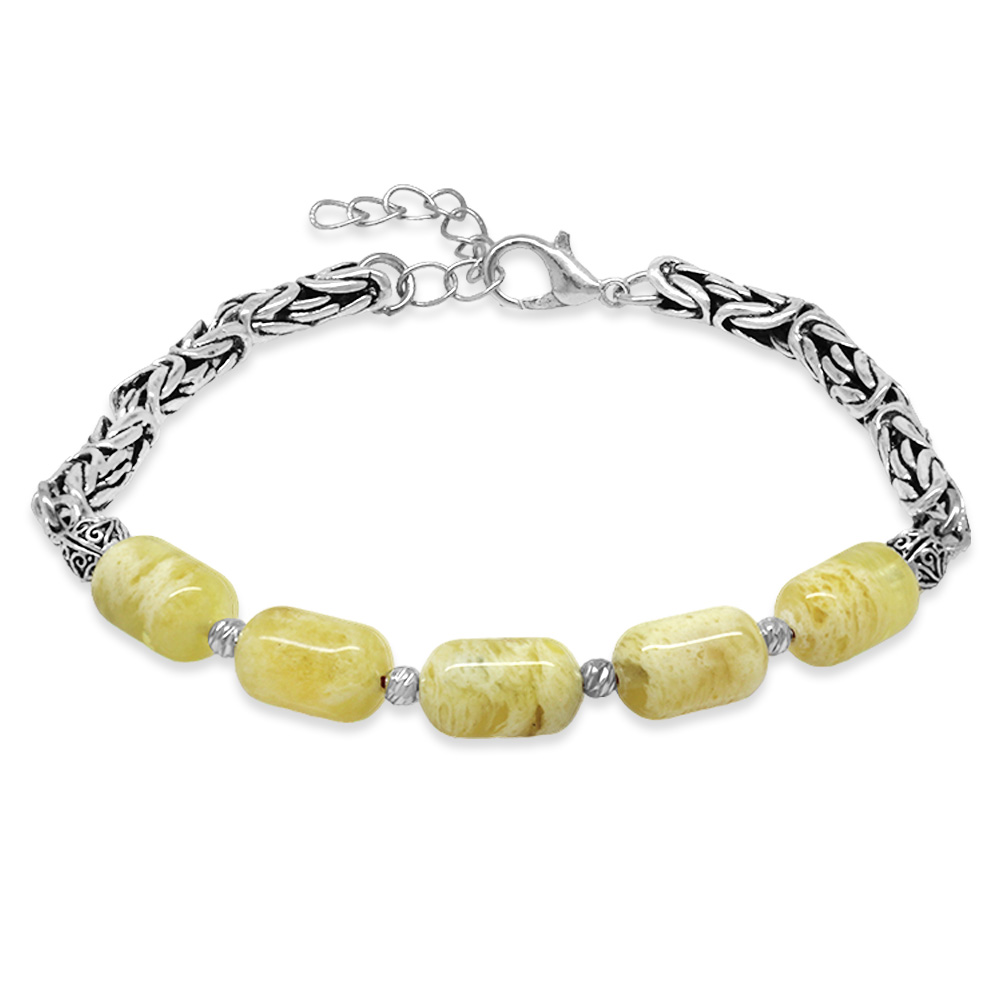 Kararmaz Metal Kral Zincirli Kapsül Kesim King Seccer Damla Kehribar Erkek Bileklik - 5