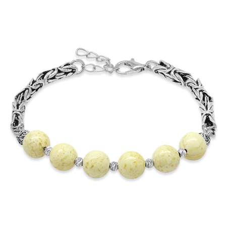 Kararmaz Metal Kralli Küre Kesim Dorika Top Süslemeli King Seccer Damla Kehribar Erkek Bileklik - Tesbihane