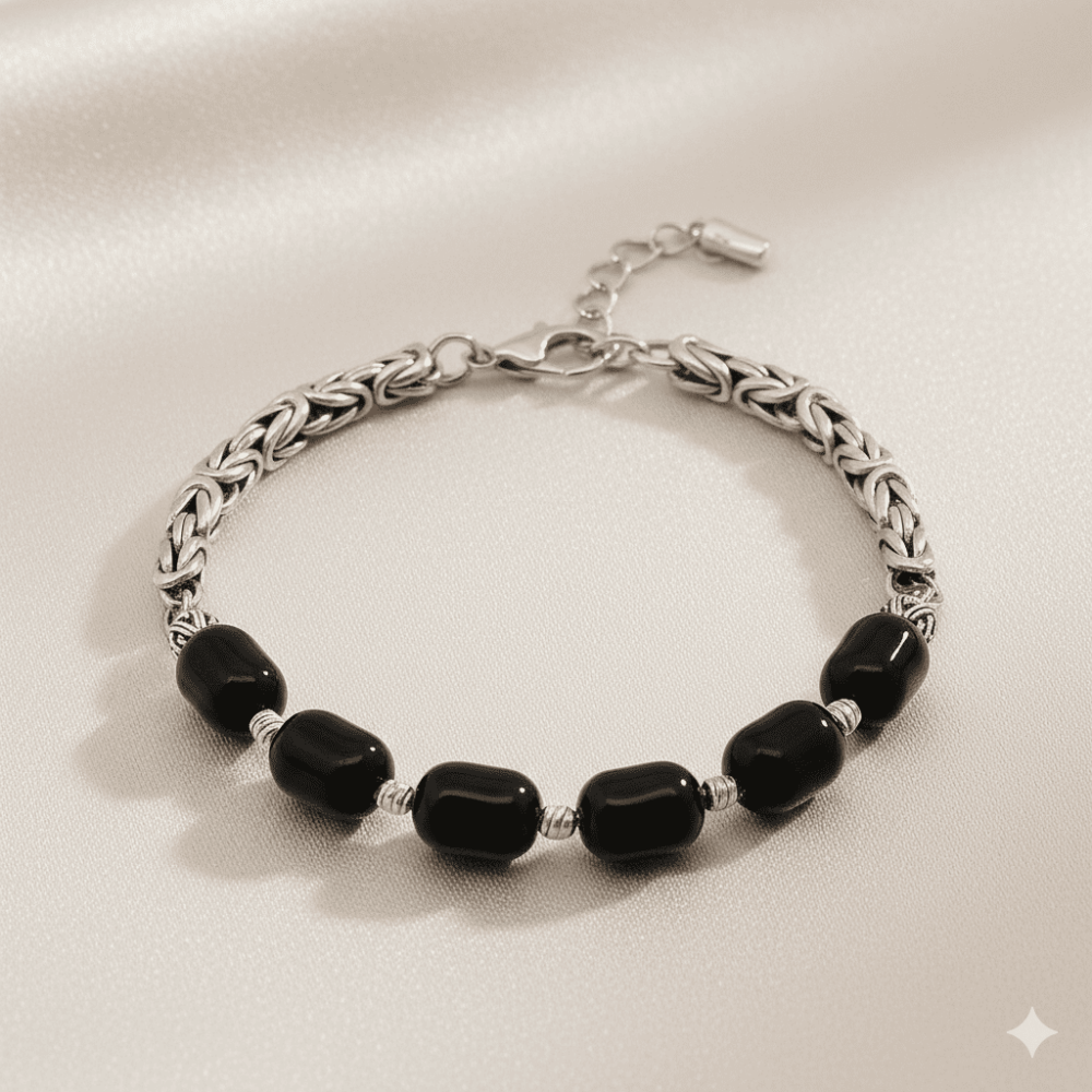 Kararmaz Metal Kral Zincirli Gümüş Renk Kapsül Kesim Kırmızı Doğal Damla Kehribar Erkek Bileklik - 3