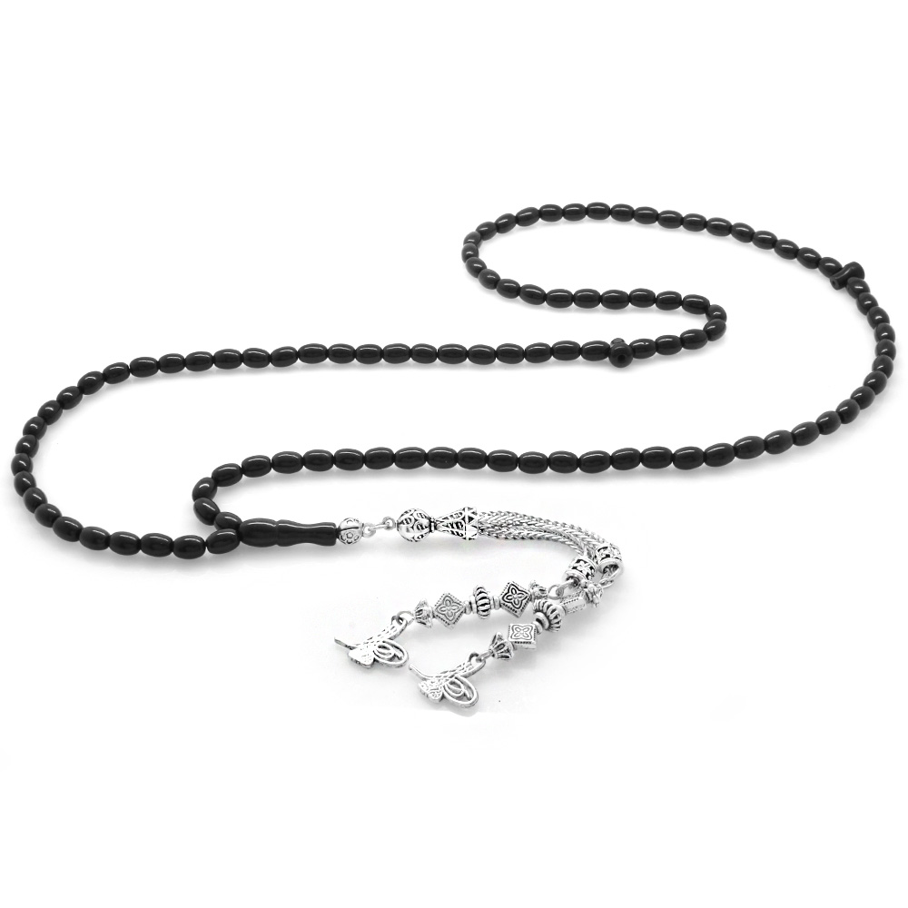 Kararmaz Metal Püsküllü Arpa Kesim 99 Taneli Rus Oltu Namaz Tesbihi - 1
