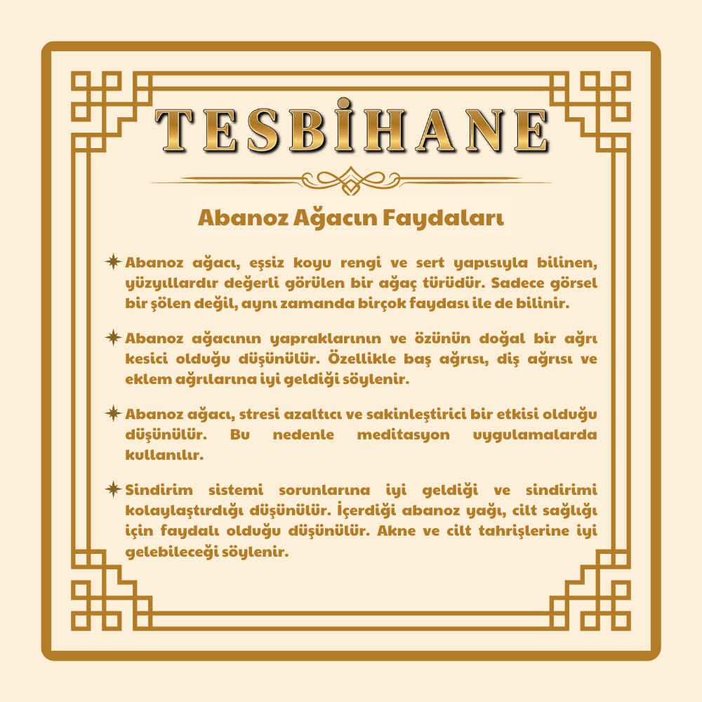 Kararmaz Metal Püsküllü Arpa Kesim Abanoz Ağacı Efe Tesbih - 2