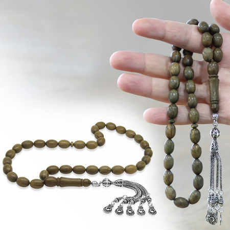 Kararmaz Metal Püsküllü Arpa Kesim İri Boy Kolleksiyonluk Pelesenk Tesbih - Tesbihane