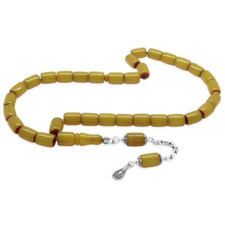 Kararmaz Metal Püsküllü Kapsül Kesim Hardal Rengi Kanayan Bağa Katalin Tesbih - Tesbihane