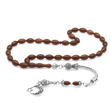 Kararmaz Metal Püsküllü Koyu Renk Arpa Kesim Kuka Tesbih - Tesbihane