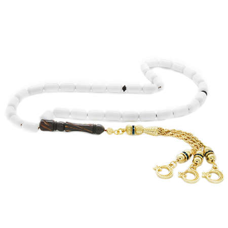 Kararmaz Metal Püsküllü Kuka İmameli Kapsül Kesim Deve Kemiği Tesbih - Tesbihane