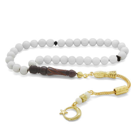 Kararmaz Metal Püsküllü Kuka İmameli Küre Kesim Deve Kemiği Tesbih - Tesbihane