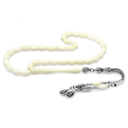 Kararmaz Metal Su Damlası Püsküllü Kapsül Kesim Deve Kemiği Tesbih - Tesbihane