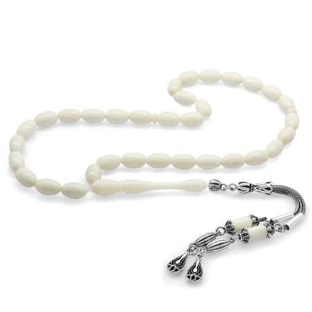 Kararmaz Metal Su Damlası Püsküllü Kolye Kesim Deve Kemiği Tesbih - Tesbihane