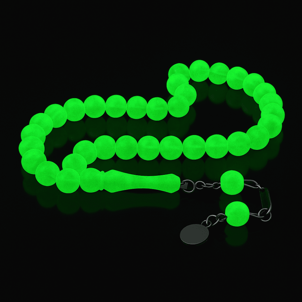 Kararmaz Metal Tuğra Püsküllü Küre Kesim Şeffaf Renk Kedigözü Tesbih - 2