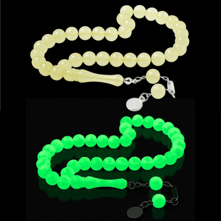 Kararmaz Metal Tuğra Püsküllü Küre Kesim Şeffaf Renk Kedigözü Tesbih - Tesbihane