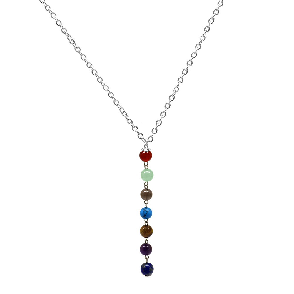 Kararmaz Metal Zincirli Çakra Doğaltaş Kombinli Kadın Başarı Kolyesi - 6