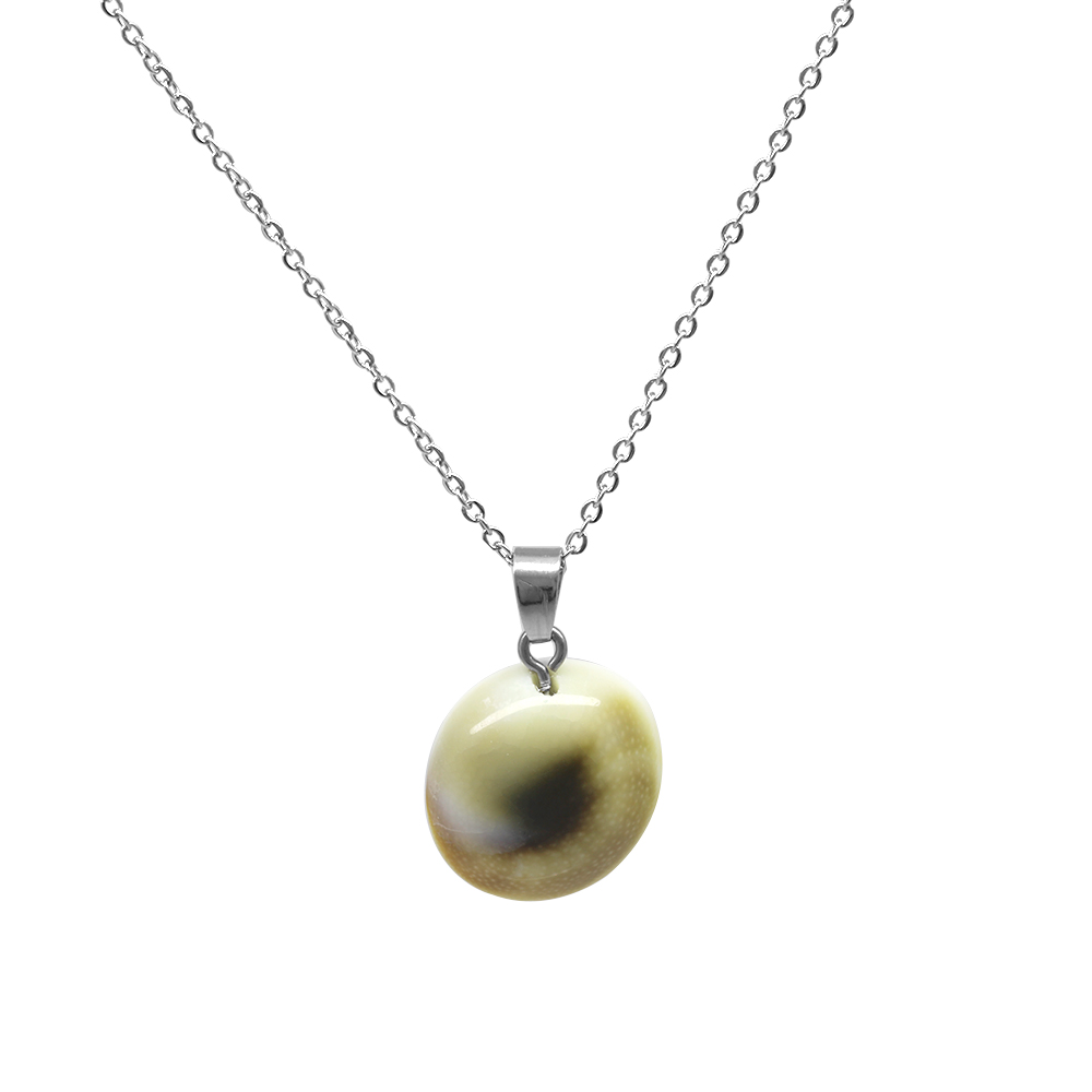 Kararmaz Metal Zincirli Deniz Kabuğu Tasarım Yılancık Doğaltaş Kadın Kolye - 5